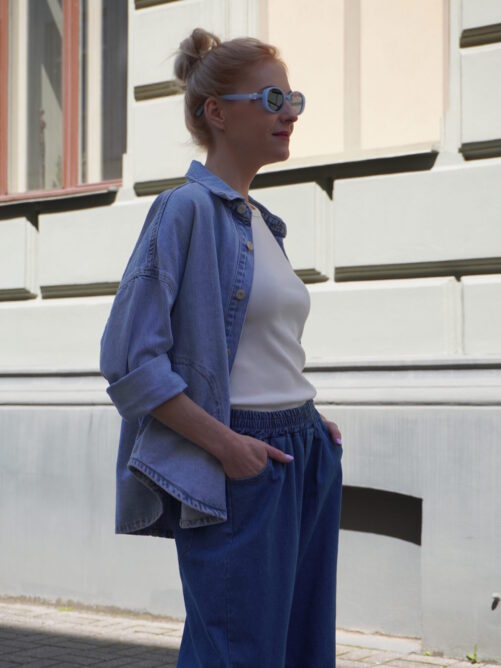 Balloonlõikelised denim püksid - Image 4