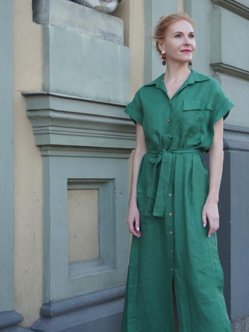 Roheline linane kleit