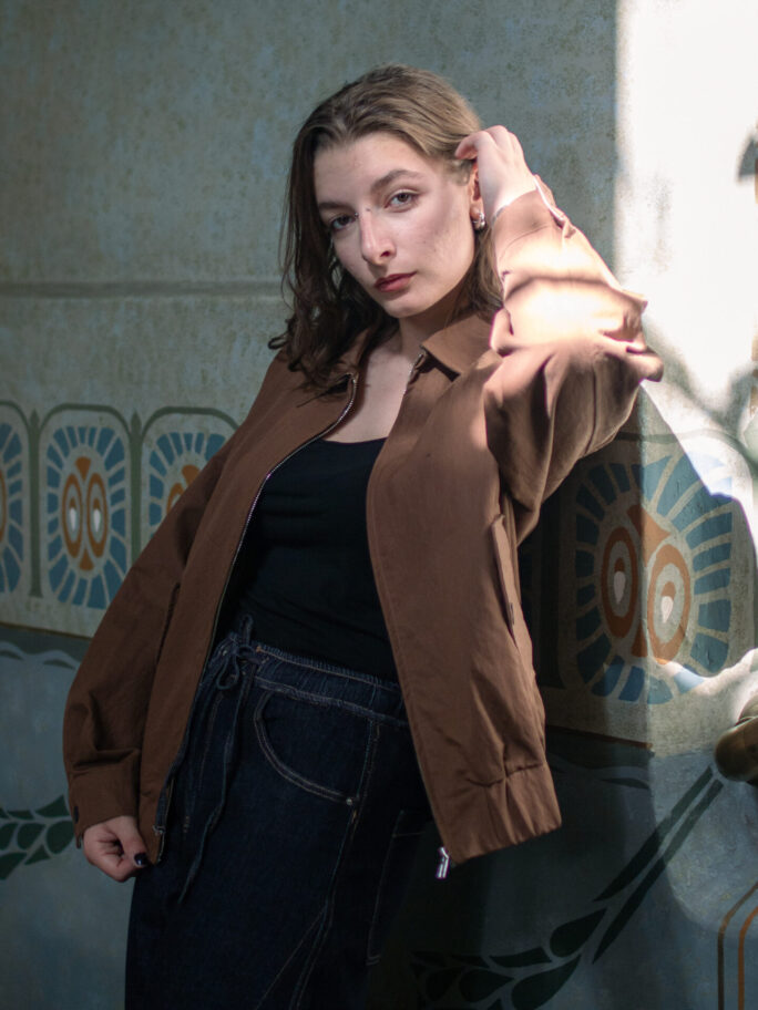 Pruun bomber jakk